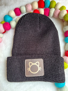 Cat Head Waffle Knit Beanie